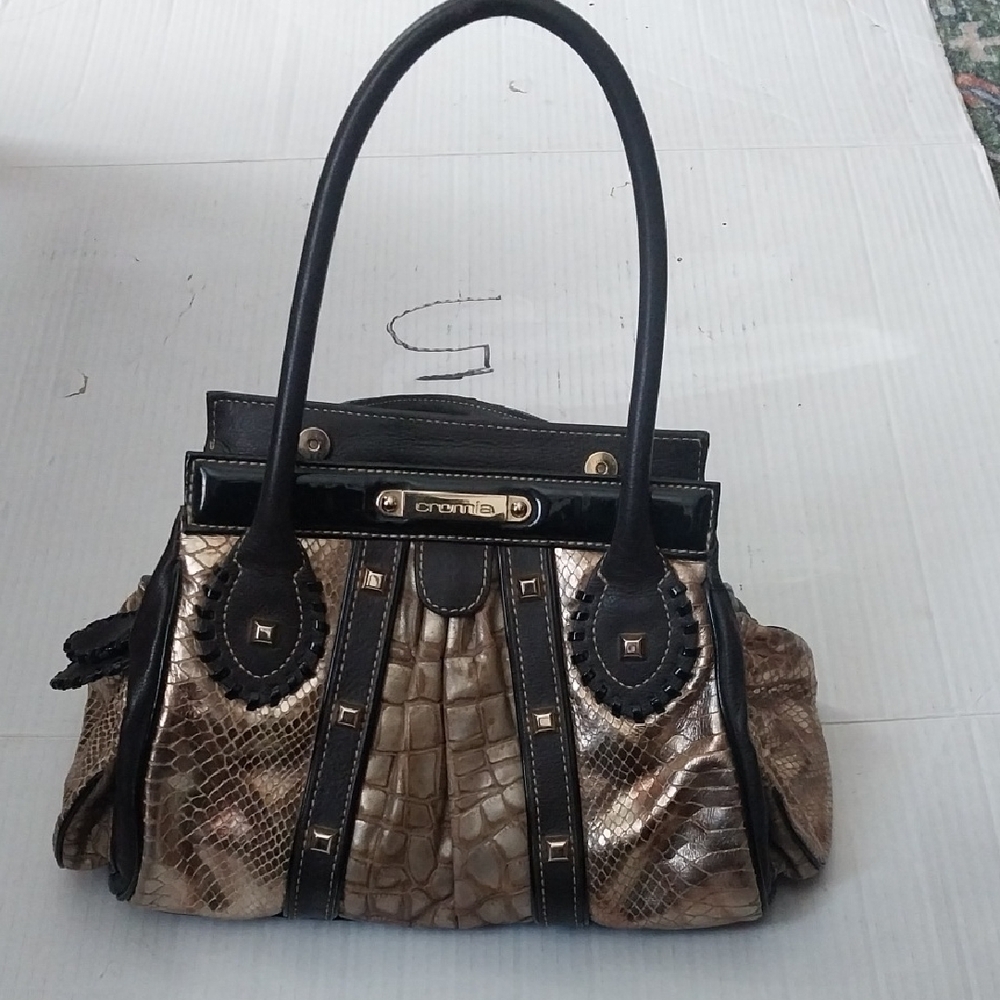 Cromia made in Italy women's elegant gold, brown and black with handbag, purse